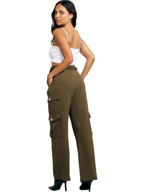PANTALON CINTURA SUPERALTA VERDE OLIVO HOLLY LAND