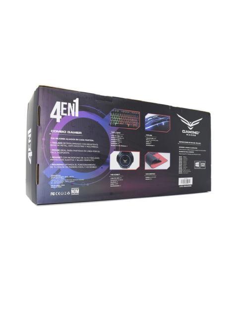 KIT GAMER 4 EN 1 NACEB TECLADO + MOUSE + AUDIFONOS + MOUSEPAD ALAMBRICO USB NEGRO-ROJO (ESPANOL)