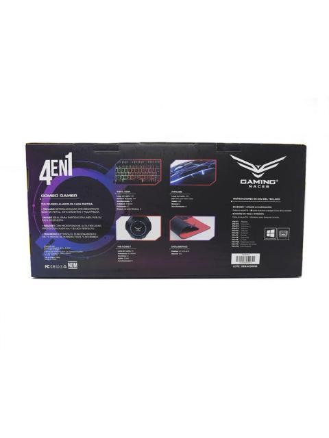 KIT GAMER 4 EN 1 NACEB TECLADO + MOUSE + AUDIFONOS + MOUSEPAD ALAMBRICO USB NEGRO-ROJO (ESPANOL)