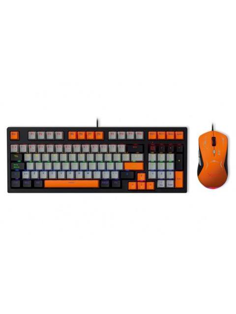 KIT GAMER DE TECLADO Y MOUSE XZEAL XZPKT1NG ALAMBRICO USB GRIS-NARANJA (INGLES)