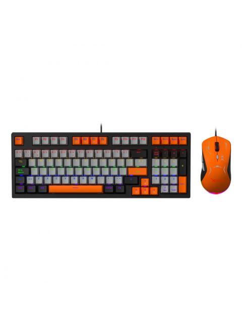 KIT GAMER DE TECLADO Y MOUSE XZEAL XZPKT1NG ALAMBRICO USB GRIS-NARANJA (INGLES)