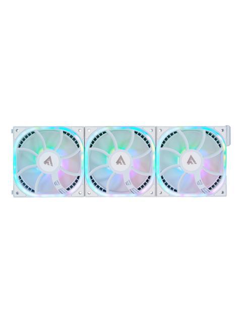 KIT VENTILADORES MODULARES GAME FACTOR FKG500 3 FANS 120MM 58 CFM RGB CONTROL REMOTO BLANCO