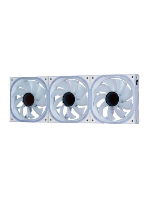 KIT VENTILADORES MODULARES GAME FACTOR FKG500 3 FANS 120MM 58 CFM RGB CONTROL REMOTO BLANCO