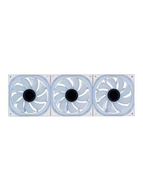 KIT VENTILADORES MODULARES GAME FACTOR FKG500 3 FANS 120MM 58 CFM RGB CONTROL REMOTO BLANCO