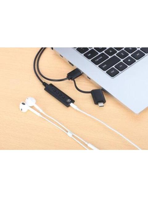 MANHATTAN ADAPTADOR DE AUDIO USB C-USB A MACHO - 3.5MM HEMBRA NEGRO