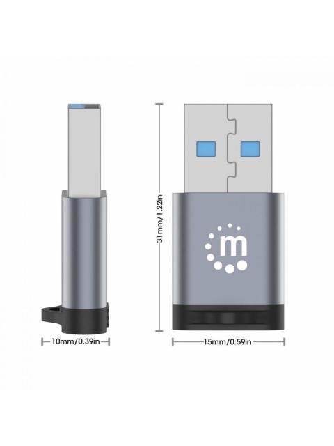 MANHATTAN ADAPTADOR USB 3.0 MACHO - USB C HEMBRA GRIS