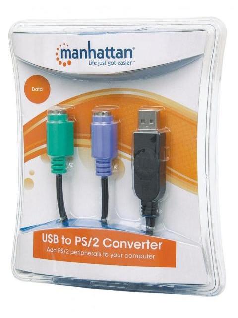 MANHATTAN ADAPTADOR USB A - PS-2 .19 METROS NEGRO