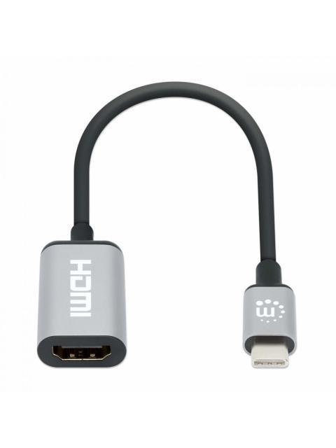 MANHATTAN ADAPTADOR USB C MACHO - HDMI HEMBRA NEGRO-PLATA