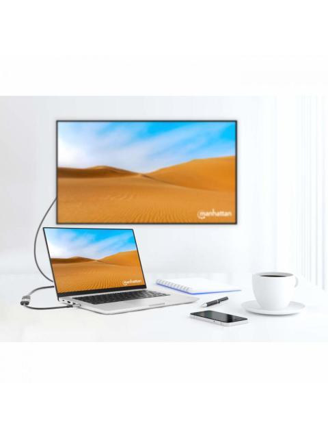 MANHATTAN ADAPTADOR USB C MACHO - HDMI HEMBRA NEGRO-PLATA