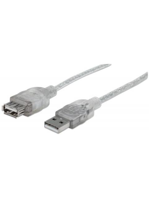MANHATTAN CABLE EXTENSION DE ALTA VELOCIDAD USB 2.0 USB A MACHO - USB A HEMBRA 3 METROS PLATEADO
