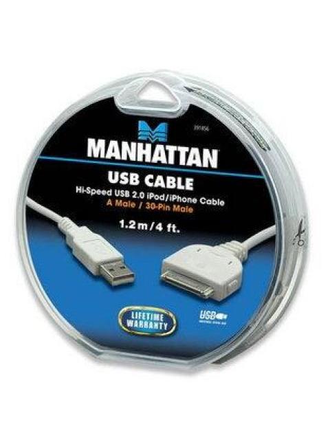 MANHATTAN CABLE ILYNK USB A MACHO - 30-PIN MACHO 1.2 METROS BLANCO PARA IPOD-IPHONE