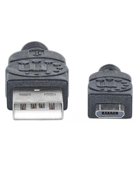 MANHATTAN CABLE USB A MACHO - MICRO USB B MACHO 50CM NEGRO
