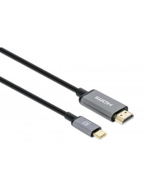 MANHATTAN CABLE USB C MACHO - HDMI MACHO 2 METROS NEGRO-PLATA