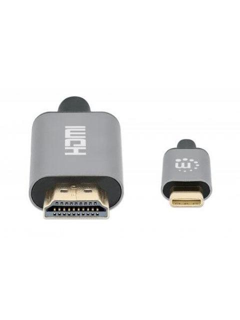 MANHATTAN CABLE USB C MACHO - HDMI MACHO 2 METROS NEGRO-PLATA