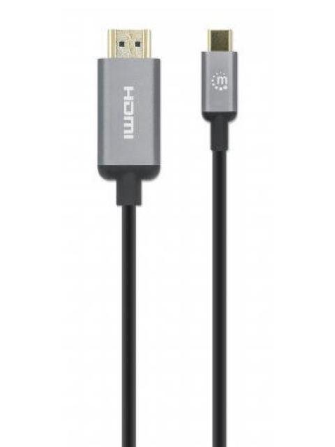MANHATTAN CABLE USB C MACHO - HDMI MACHO 2 METROS NEGRO-PLATA
