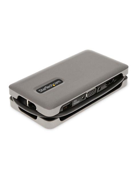MANHATTAN DOCKING STATION DKT31CVHPD3 USB C HDMI VGA RJ-45 PLATA