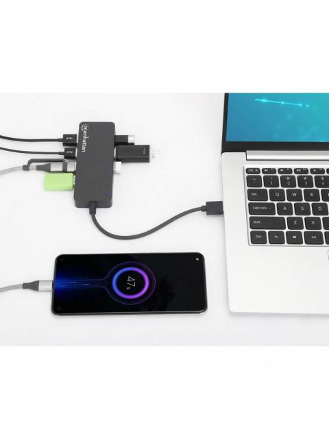 MANHATTAN HUB USB 3.0 MACHO - 7X USB 3.0 HEMBRA 5000 MBIT-S NEGRO
