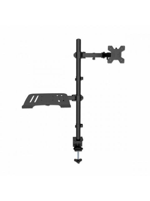 MANHATTAN SOPORTE 462136 PARA ESCRITORIO COMBINADO CON BRAZO PARA MONITOR Y SOPORTE PARA LAPTOP 13 A 32 HASTA 8 KG NEGRO
