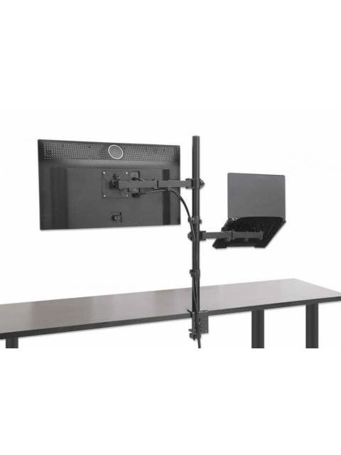 MANHATTAN SOPORTE 462136 PARA ESCRITORIO COMBINADO CON BRAZO PARA MONITOR Y SOPORTE PARA LAPTOP 13 A 32 HASTA 8 KG NEGRO