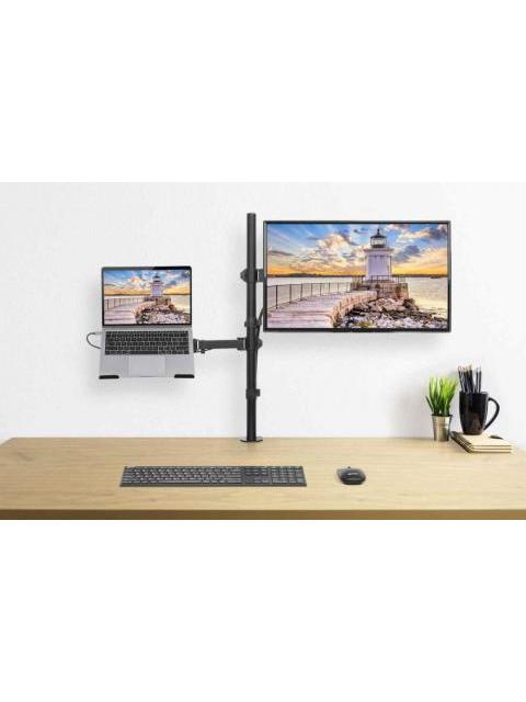 MANHATTAN SOPORTE 462136 PARA ESCRITORIO COMBINADO CON BRAZO PARA MONITOR Y SOPORTE PARA LAPTOP 13 A 32 HASTA 8 KG NEGRO
