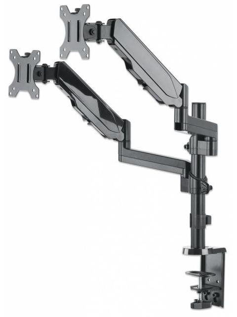 MANHATTAN SOPORTE DE ESCRITORIO 2 MONITORES 17 - 32 HASTA 8KG NEGRO