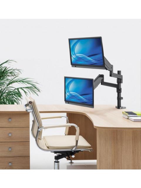 MANHATTAN SOPORTE DE ESCRITORIO 2 MONITORES 17 - 32 HASTA 8KG NEGRO