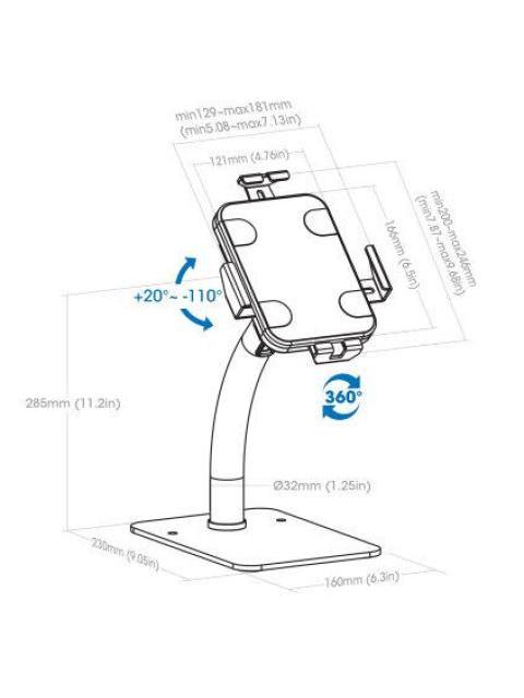 MANHATTAN SOPORTE DE ESCRITORIO PARA TABLET 406352 9.7 - 11 ANTIRROBO BLANCO