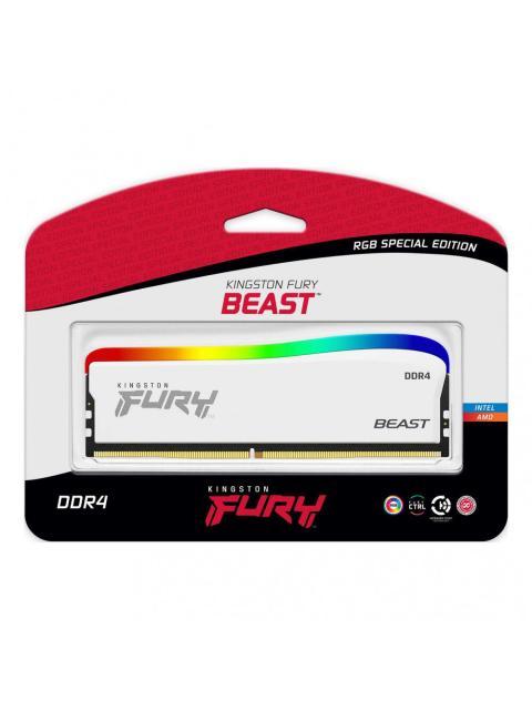MEMORIA RAM KINGSTON FURY BEAST RGB DDR4 3600MHZ 8GB NON-ECC CL17 XMP BLANCO
