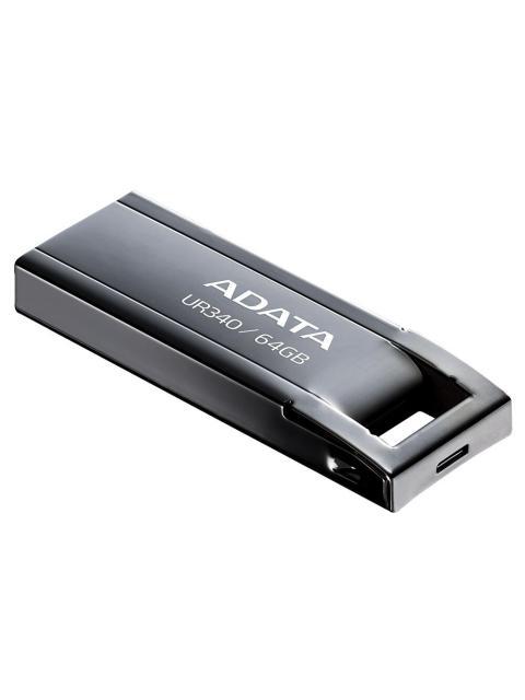 MEMORIA USB DE 64GB UR340 3.2 GEN 1 (RETROCOMPATIBLE 3.0 Y 2.0) DISENO ELEGANTE SIN TAPA. COLOR METALICO NEGRO. AROYUR34064GBK