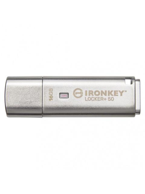 MEMORIA USB KINGSTON IRONKEY LOCKER+ 50 16GB USB 3.2 LECTURA 145 MB-S ESCRITURA 115 MB-S PLATA