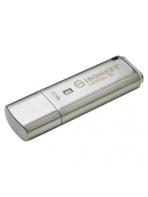 MEMORIA USB KINGSTON IRONKEY LOCKER+ 50 16GB USB 3.2 LECTURA 145 MB-S ESCRITURA 115 MB-S PLATA