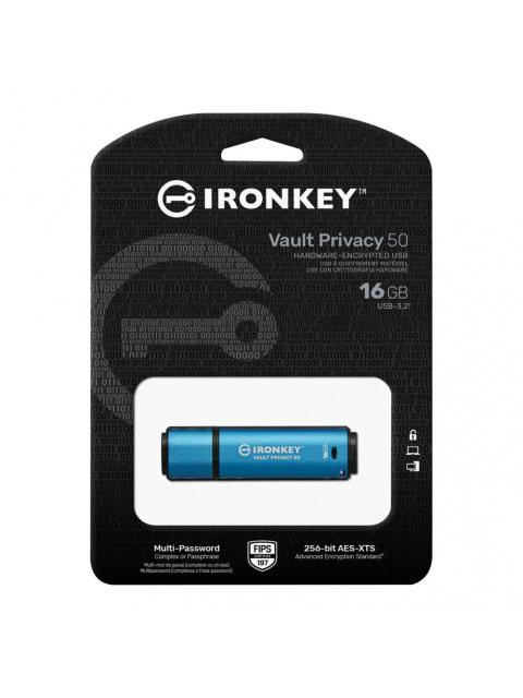 MEMORIA USB KINGSTON IRONKEY VAULT PRIVACY 50 16GB USB A 3.2 AZUL