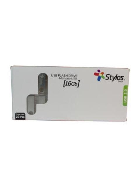 MEMORIA USB STYLOS ST100 16GB USB 2.0 PLATA 20 PIEZAS