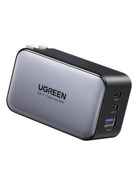 MINI CARGADOR UGREEN 10334 GRIS 65 W CARGA RAPIDA USB A + 2 USB C DE PARED