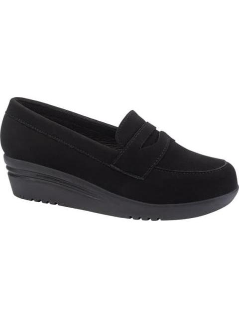 CUÑA BAJA LOAFER NEGRO SHOSH