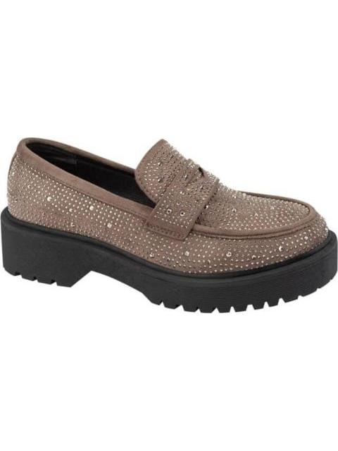 MOCASIN SUELA DENTADA PEDRERIA TAUPE VI LINE FASHION