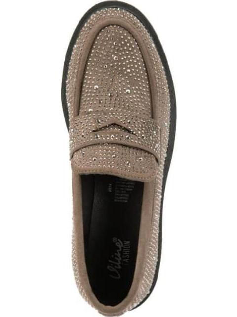 MOCASIN SUELA DENTADA PEDRERIA TAUPE VI LINE FASHION