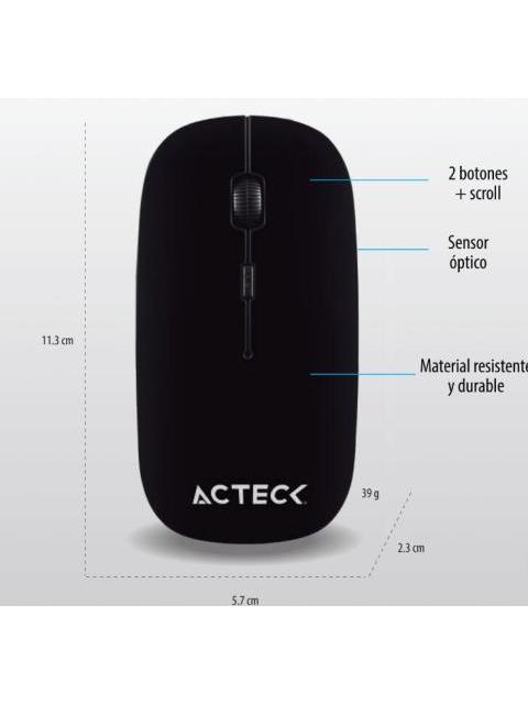 MOUSE ACTECK OPTICO ENTRY 200 INALAMBRICO USB 1200DPI NEGRO
