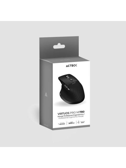 MOUSE ERGONOMICO ACTECK OPTICO VIRTUOS PRO MI780 INALAMBRICO BLUETOOTH-USB-C 3000DPI NEGRO