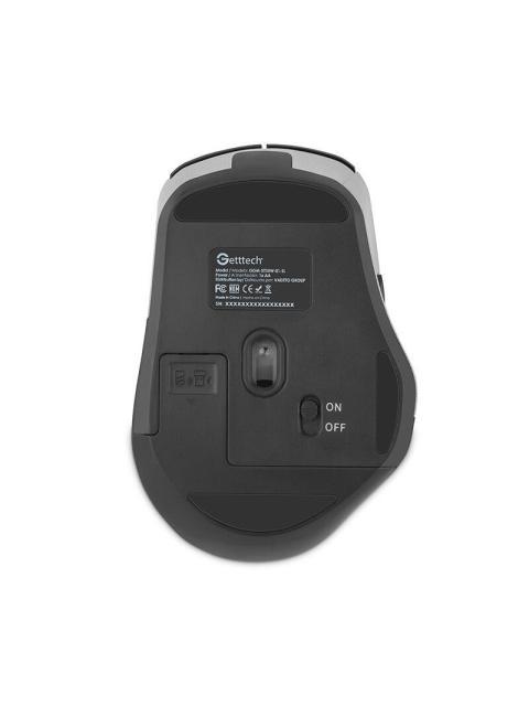 MOUSE ERGONOMICO GETTTECH WIRELESS 6D OFFICE INALAMBRICO BLUETOOTH USB 7200DPI NEGRO-PLATA