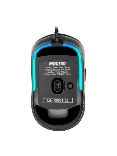 MOUSE GAME FACTOR MOG530BK CARCASAS INTERCAMBIABLES PIXART 3327 12 000 DPI RGB USB NEGRO