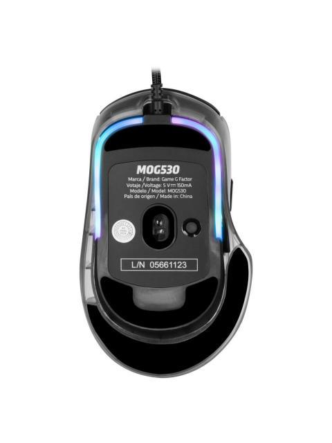 MOUSE GAME FACTOR MOG530BK CARCASAS INTERCAMBIABLES PIXART 3327 12 000 DPI RGB USB NEGRO