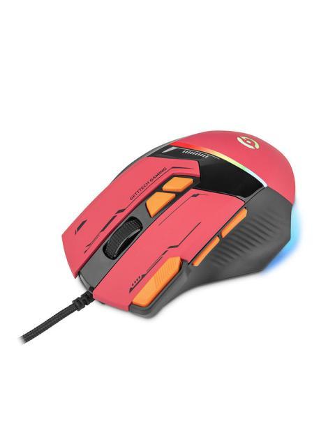 MOUSE GAMER ERGONOMICO GETTTECH GPM-RGBWR-G1-RD ALAMBRICO USB 7200DPI NARANJA-ROJO