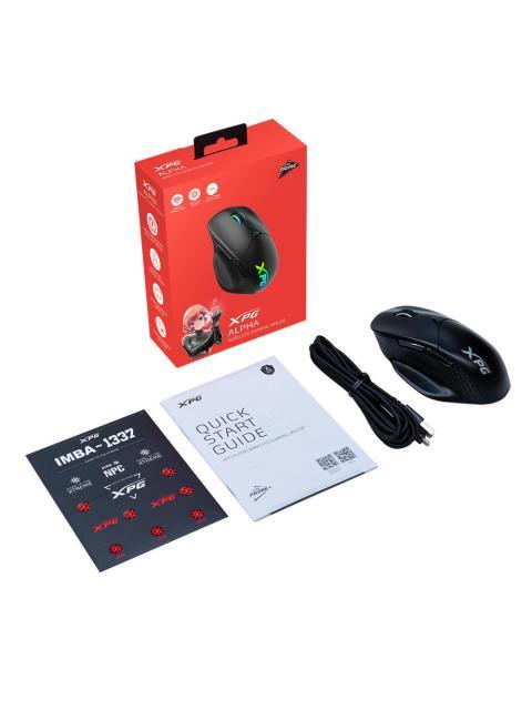MOUSE GAMING XPG ALPHA WIRELESS CONEXION INALAMBRICO 2 4G - BLUETOOTH 5.1 - CON CABLE. INTERFAZ USB TIPOC. NEGRO. ALPHAWLBKCWW