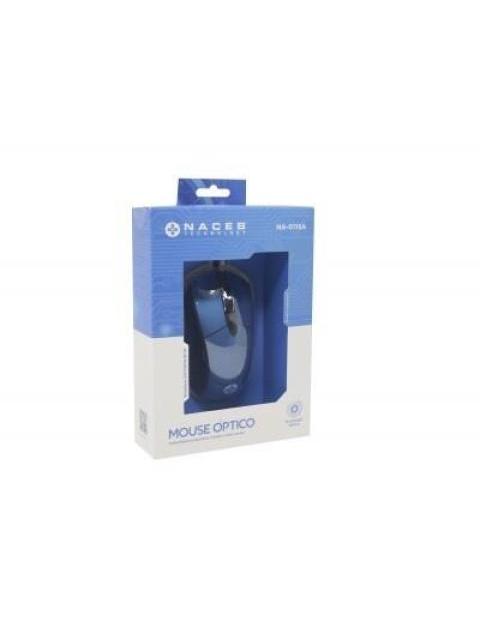 MOUSE NACEB TECHNOLOGY NA0115A AZUL 6 BOTONES ALAMBRICO OPTICO 800 2400 DPI