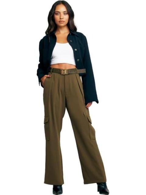 PANTALON CINTURA SUPERALTA VERDE OLIVO HOLLY LAND