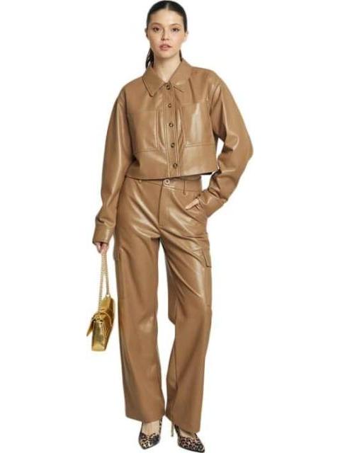 PANTALON RECTO PIEL VEGANA BEIGE/HUESO HOLLY LAND