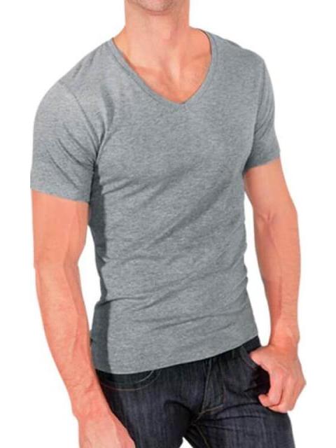 PLAYERA BASICA MANGA CORTA CUELLO V GRIS NEXT CO