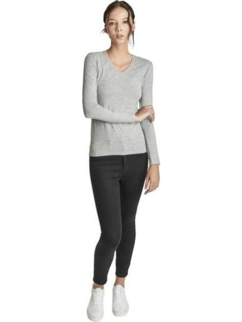 PLAYERA CUELLO V MANGA LARGA GRIS HOLLY LAND