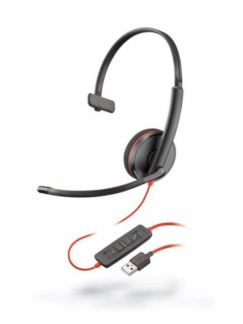 POLY AUDIFONOS CON MICROFONO MONOAURAL BLACKWIRE C3210 ALAMBRICO USB A NEGRO